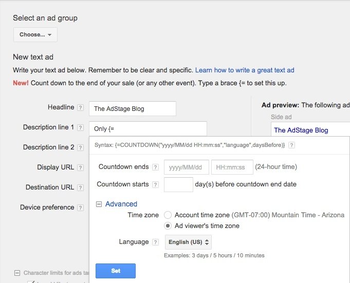 Counting Down to Sales in AdWords Ads Just Got Easier